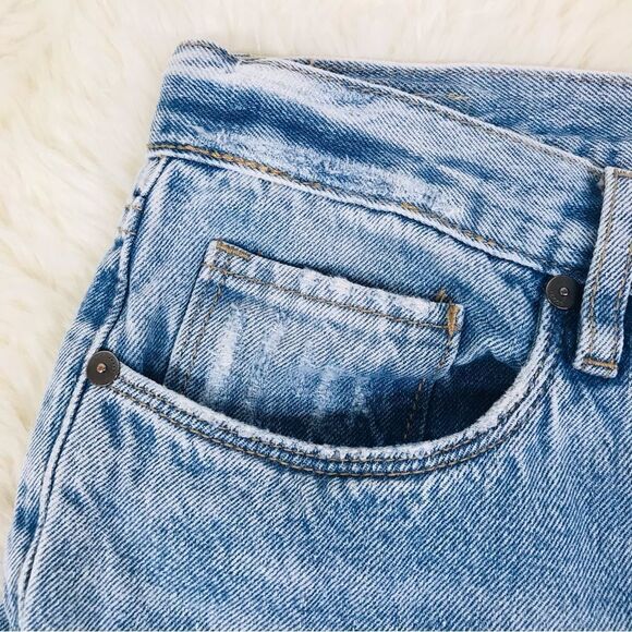 BLANK NYC High Rise Lace Up Ankle Jeans Tapered Leg Raw Hem Distressed Size 29 - Picture 10 of 16